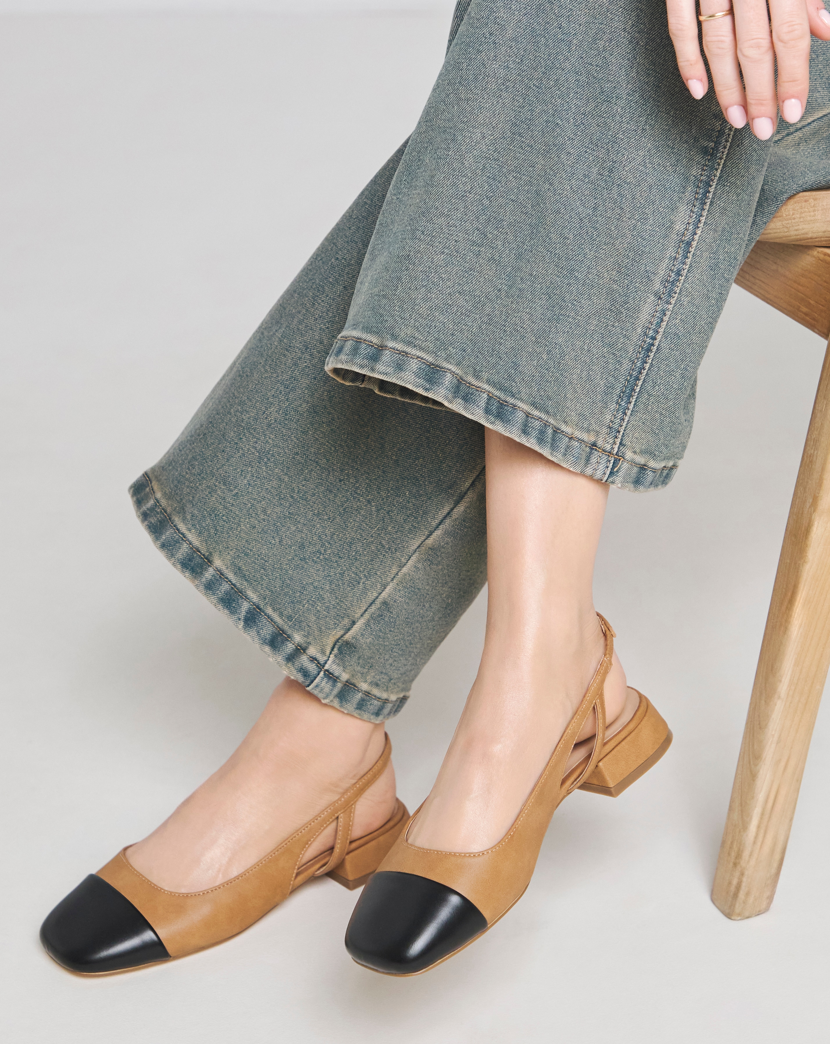 Slingback Toe Cap Shoes Wide Fit