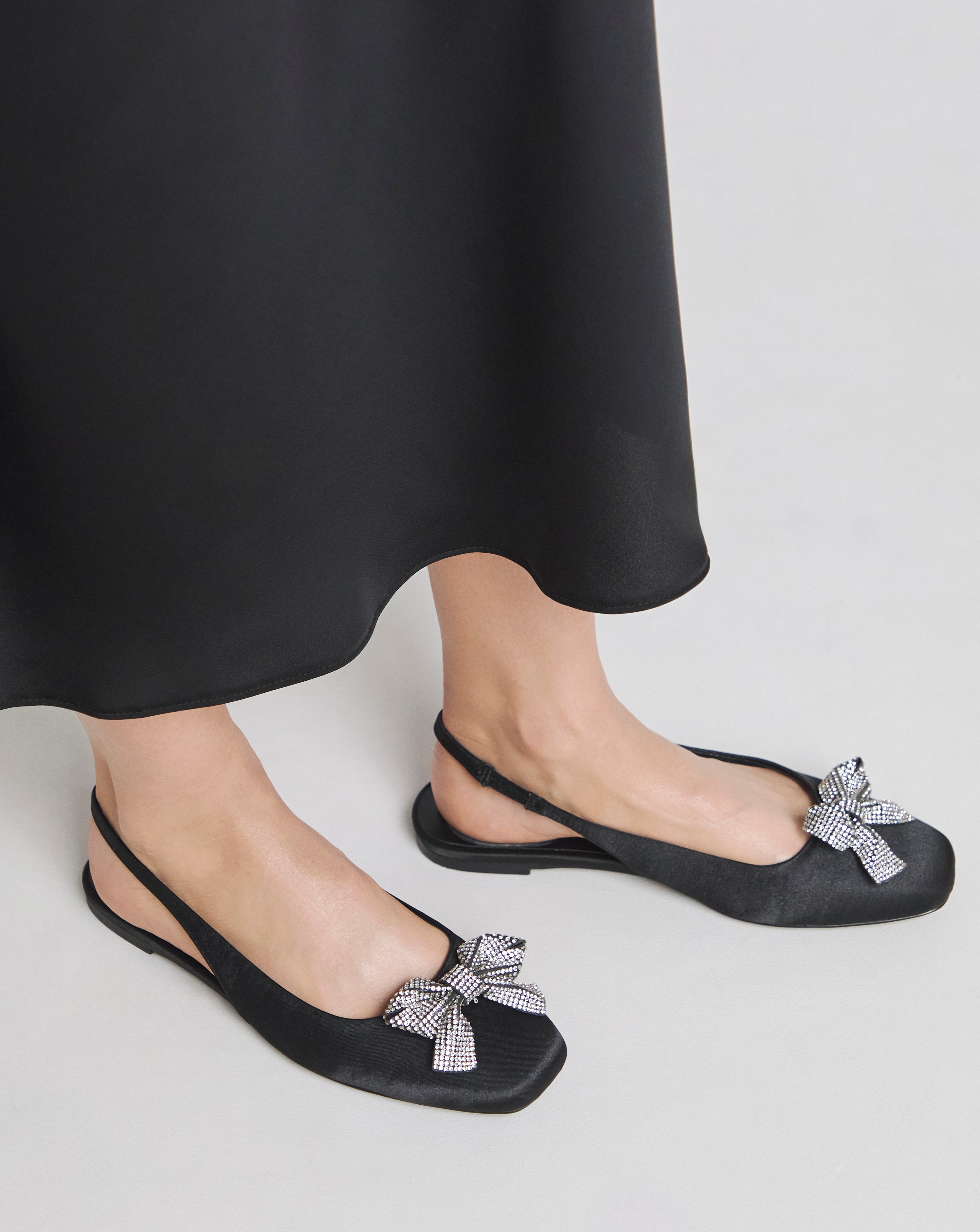 Diamante Bow Slingback Shoes Wide Fit