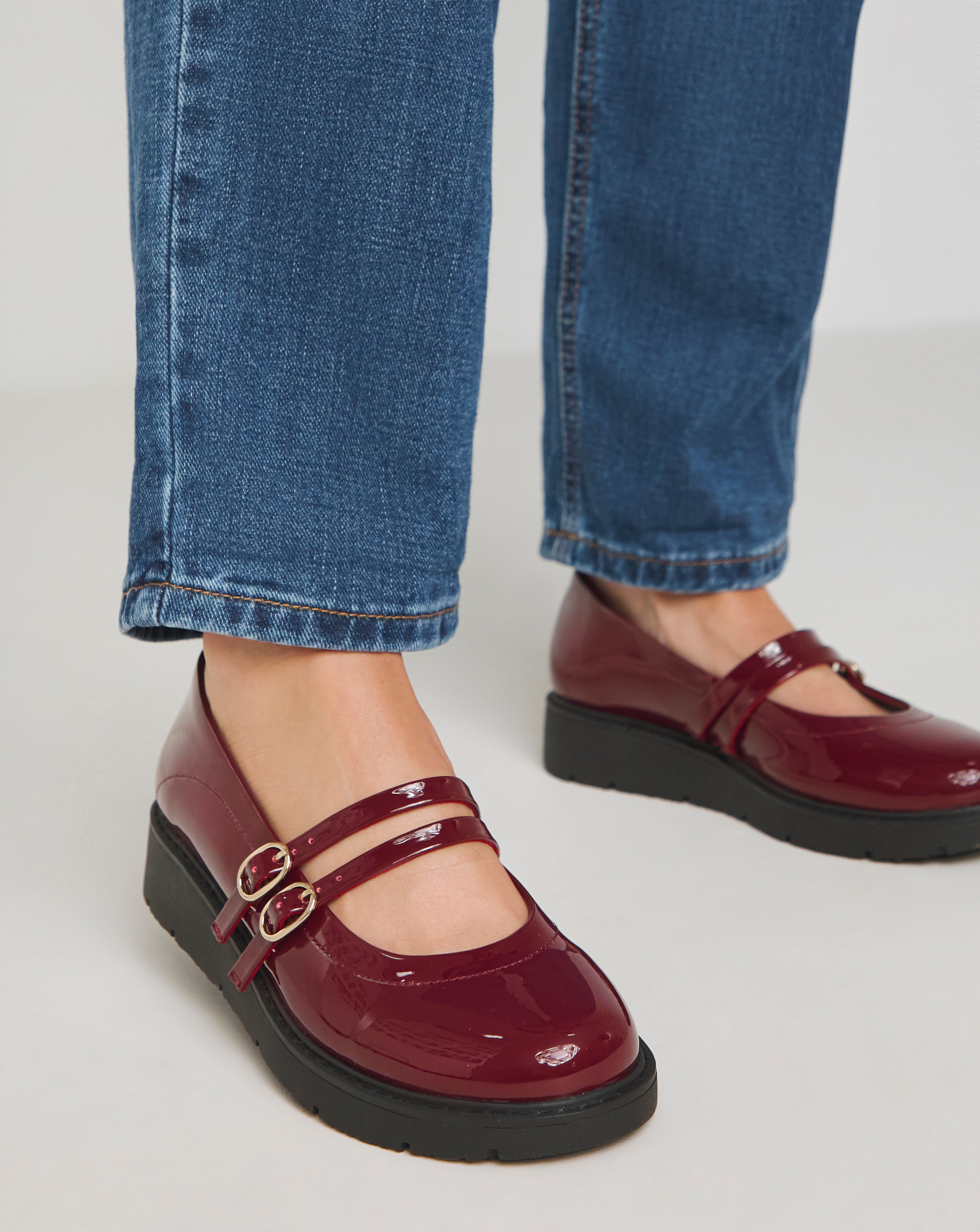 Low Wedge Mary Jane Shoe Ex Wide Fit