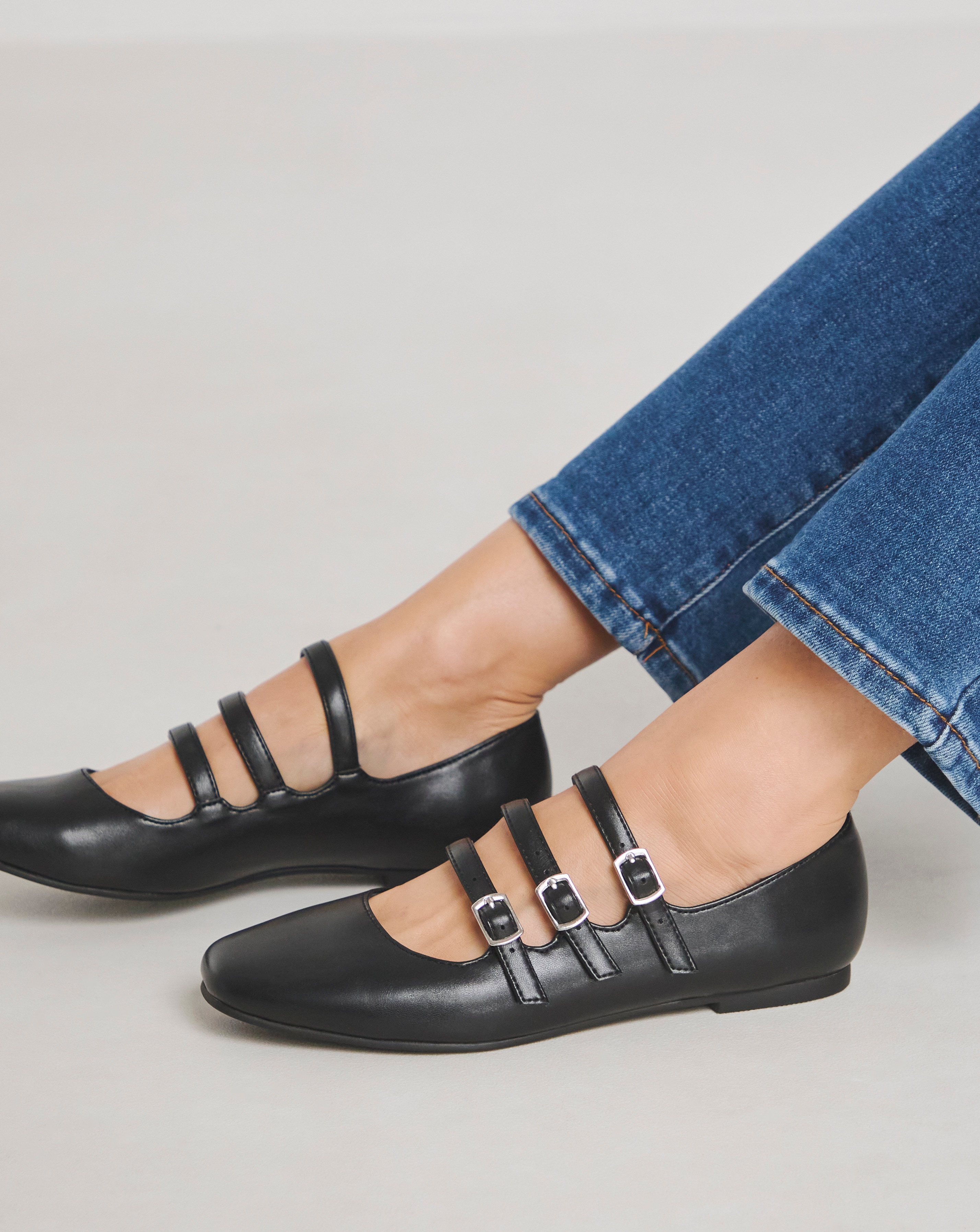 Multi Strap Mary Jane Ballerina ExWide