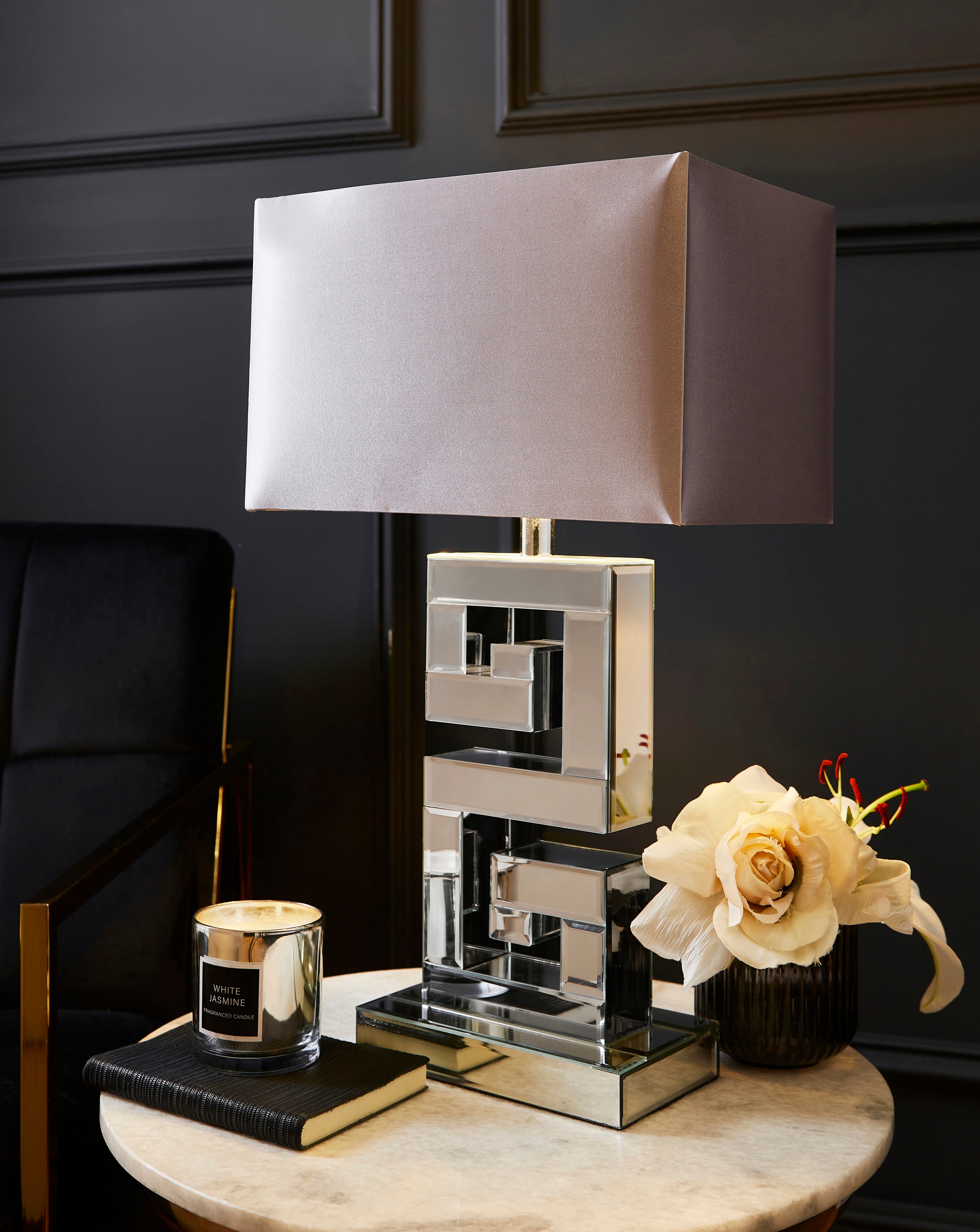 New In - Joanna Hope Greek Key Mirrored Lamp