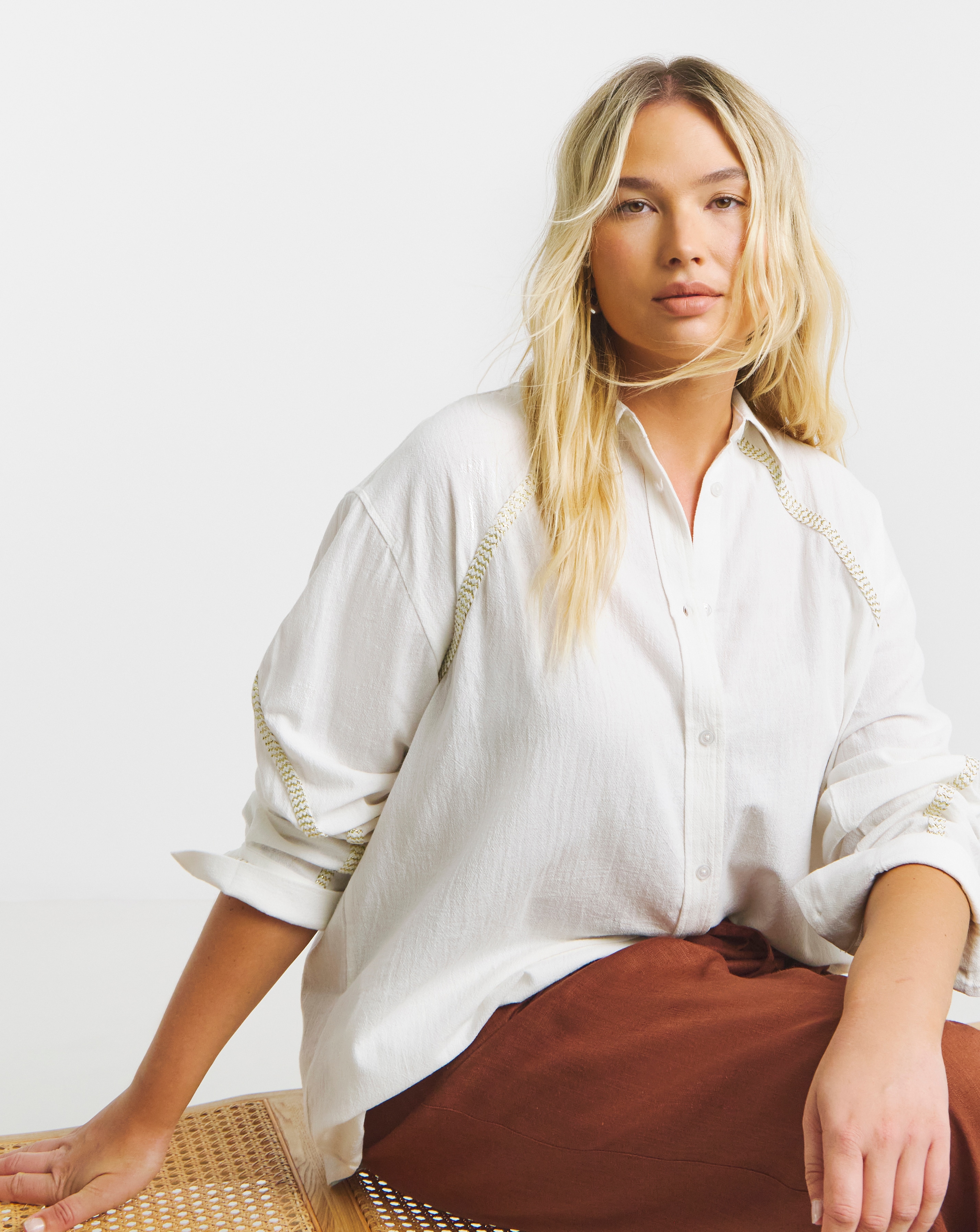 Ivory Artisan Shirt With Trim