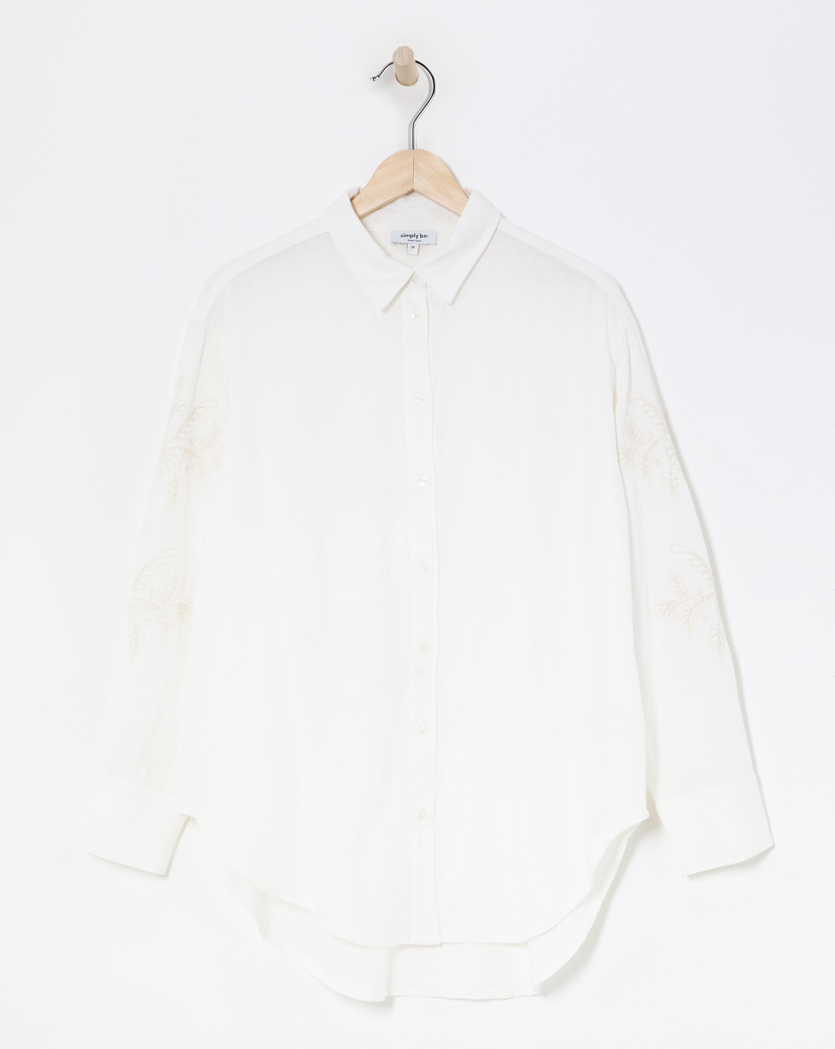 Ivory Embroidered Sleeve Shirt