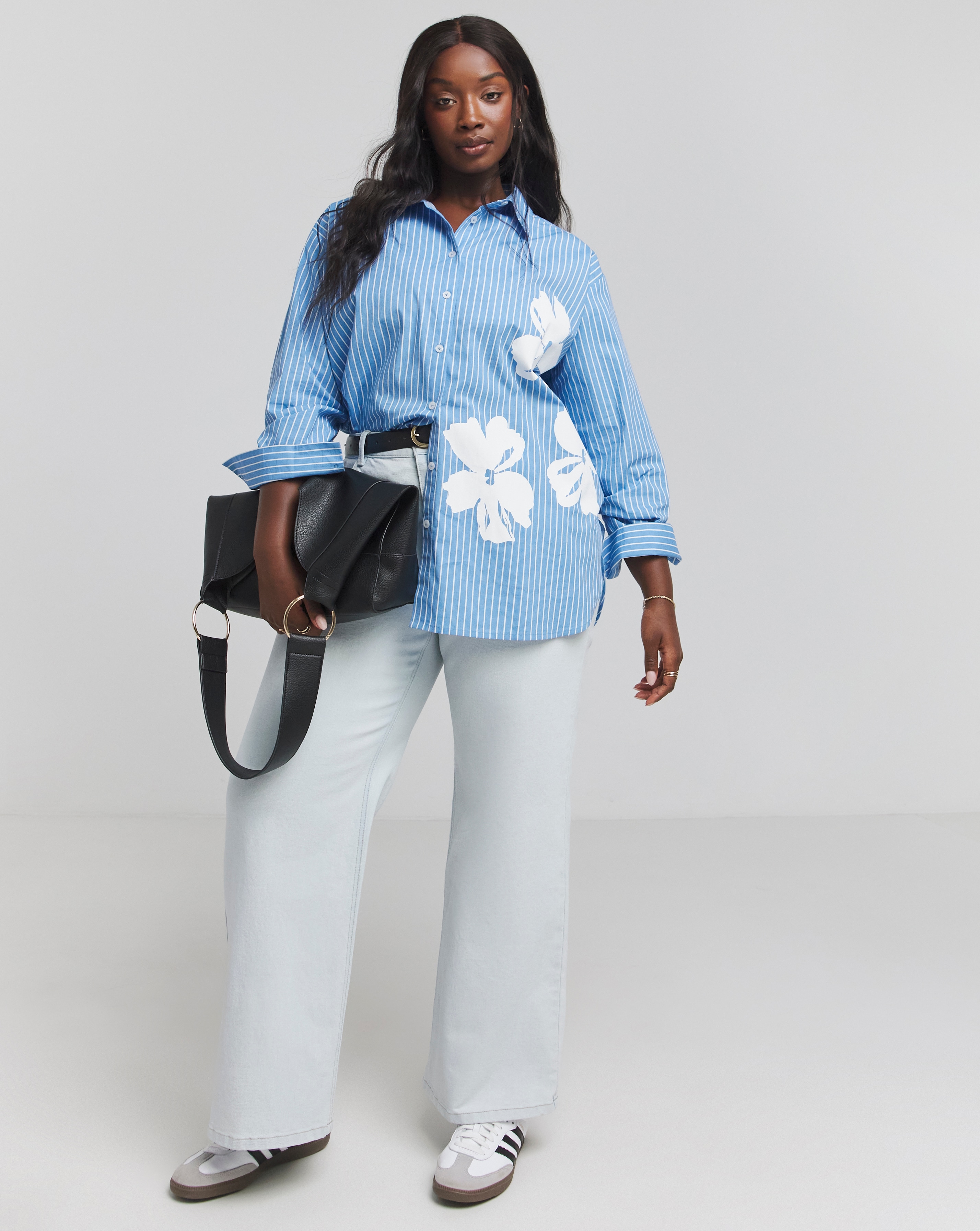 Placement Print Oversized Poplin Shirt