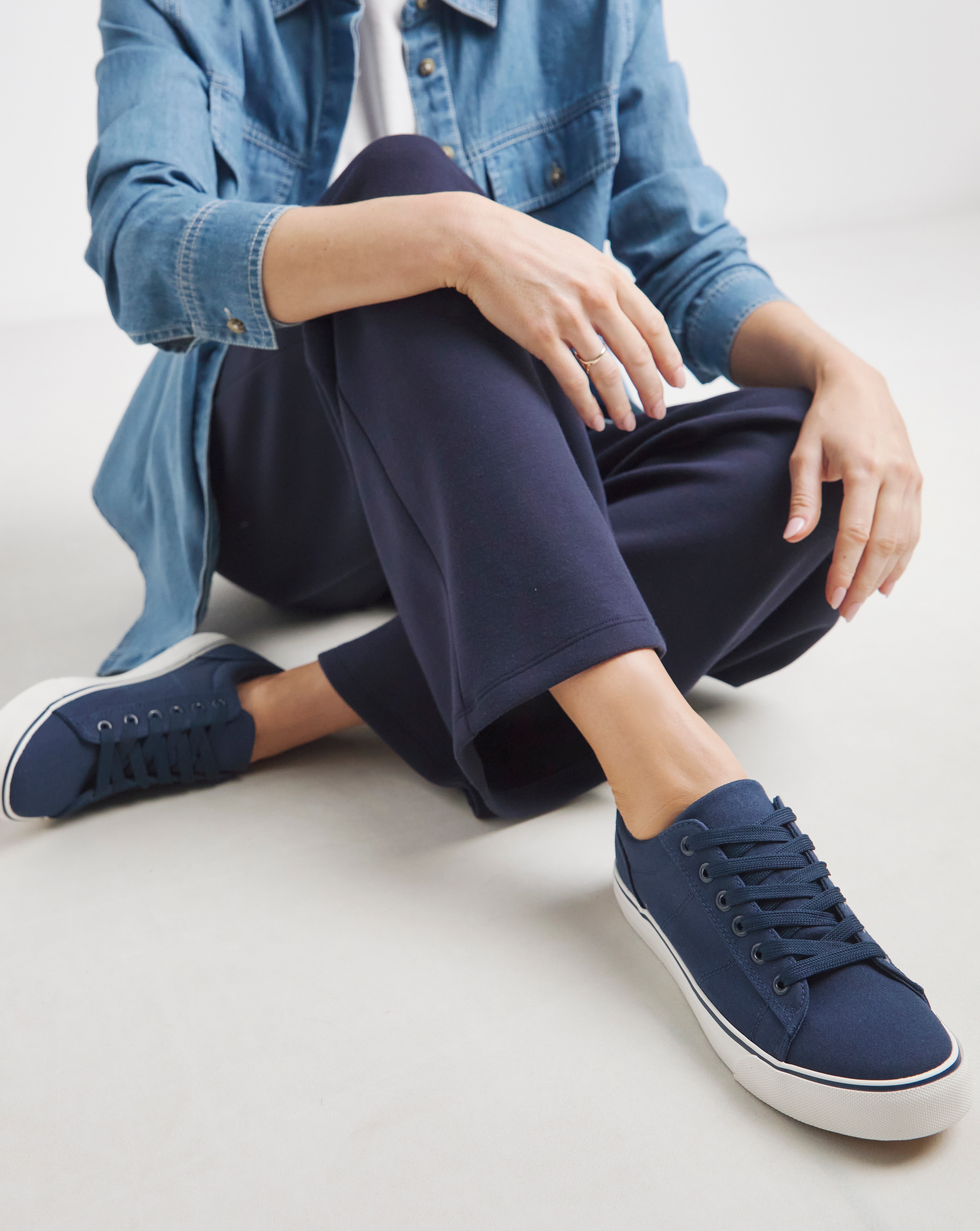 Lace Up Canvas Trainer Extra Wide