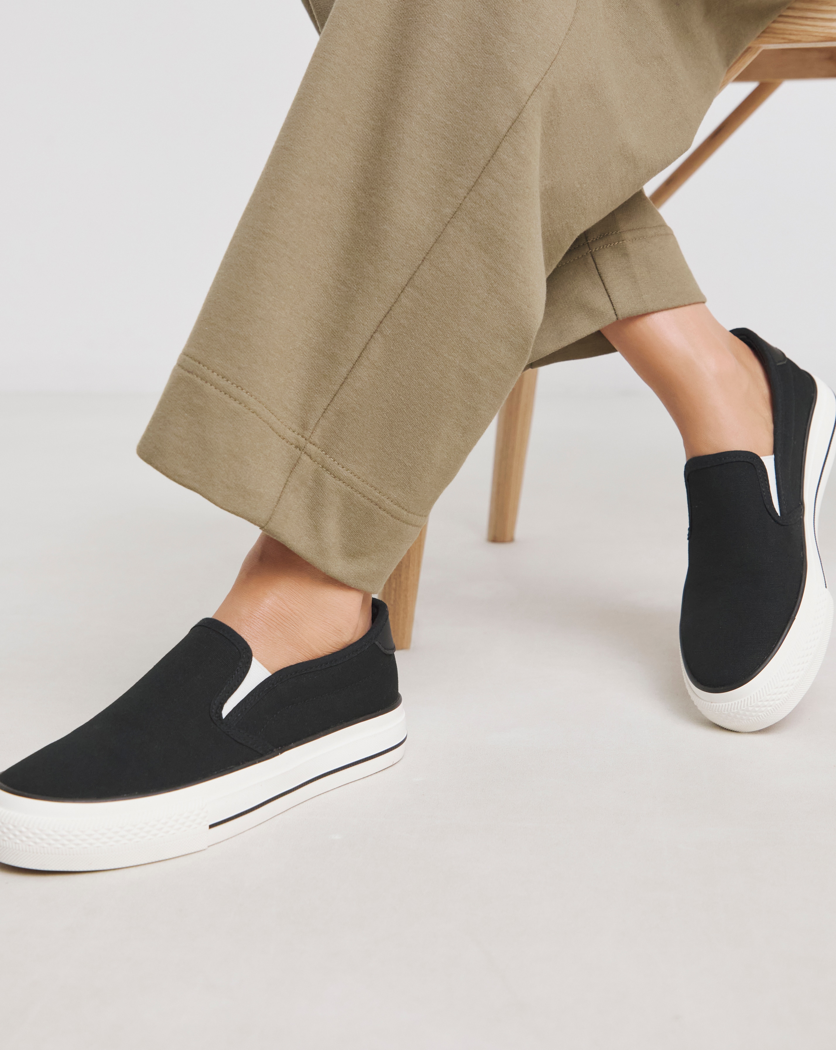 Slip On Canvas Trainer Wide