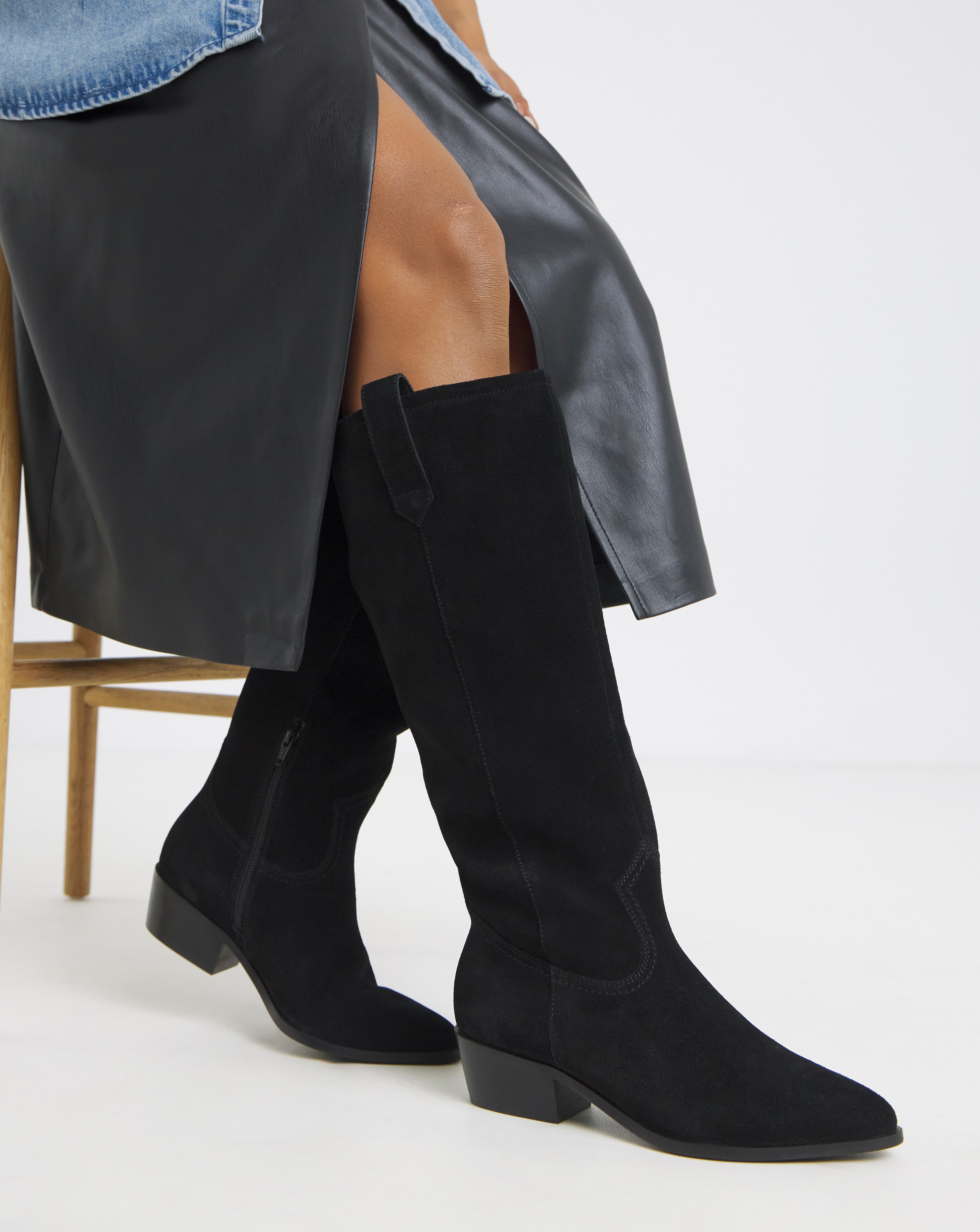 New In - OTK Suede Western Boot Ex Wide SC