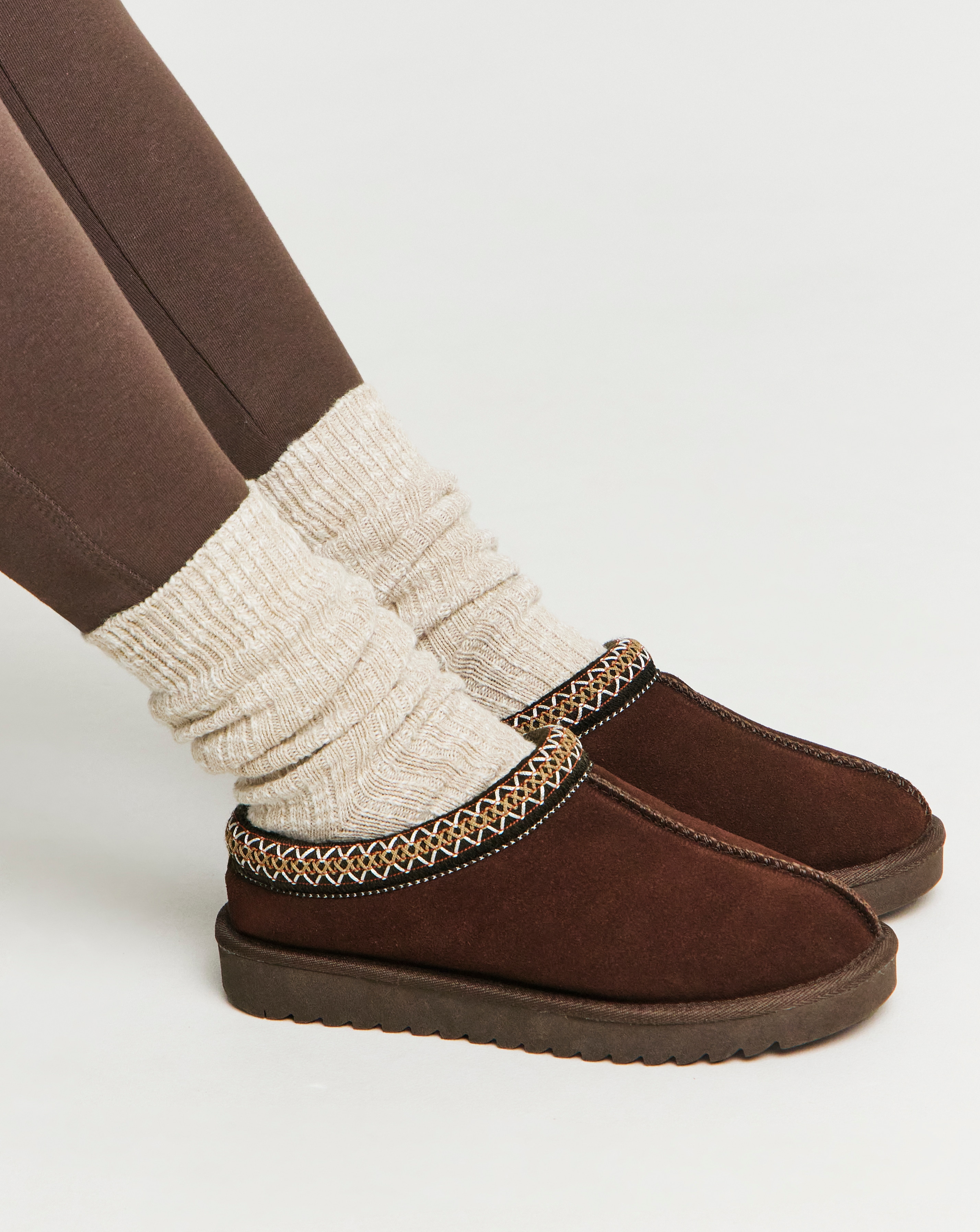 Embroidery Full Mule Slipper Wide