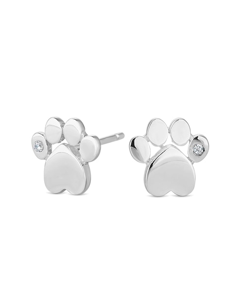 Simply Silver Paw Print Stud Earrings - Gift For Her