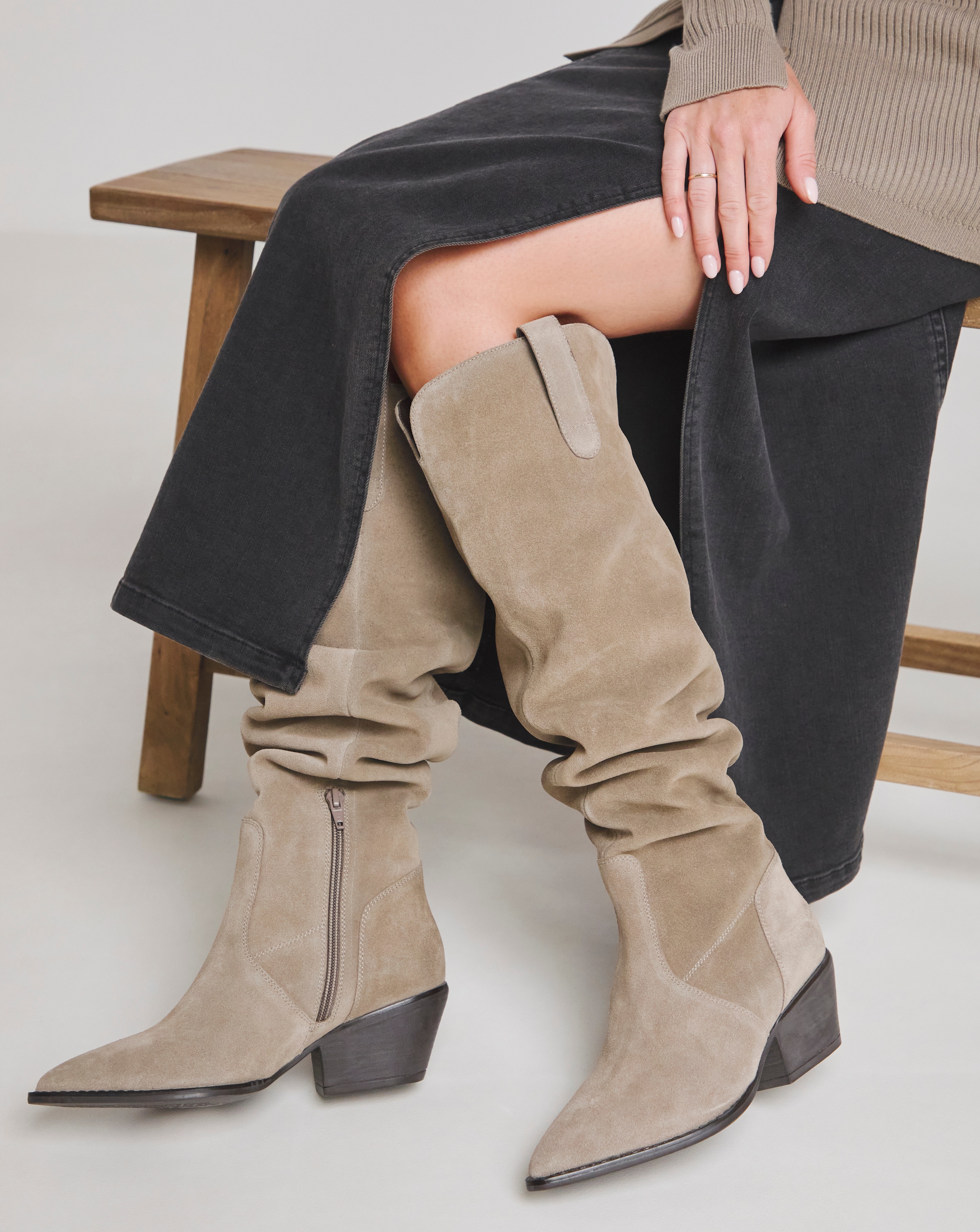 Over Knee Suede Western Boot Wide SC