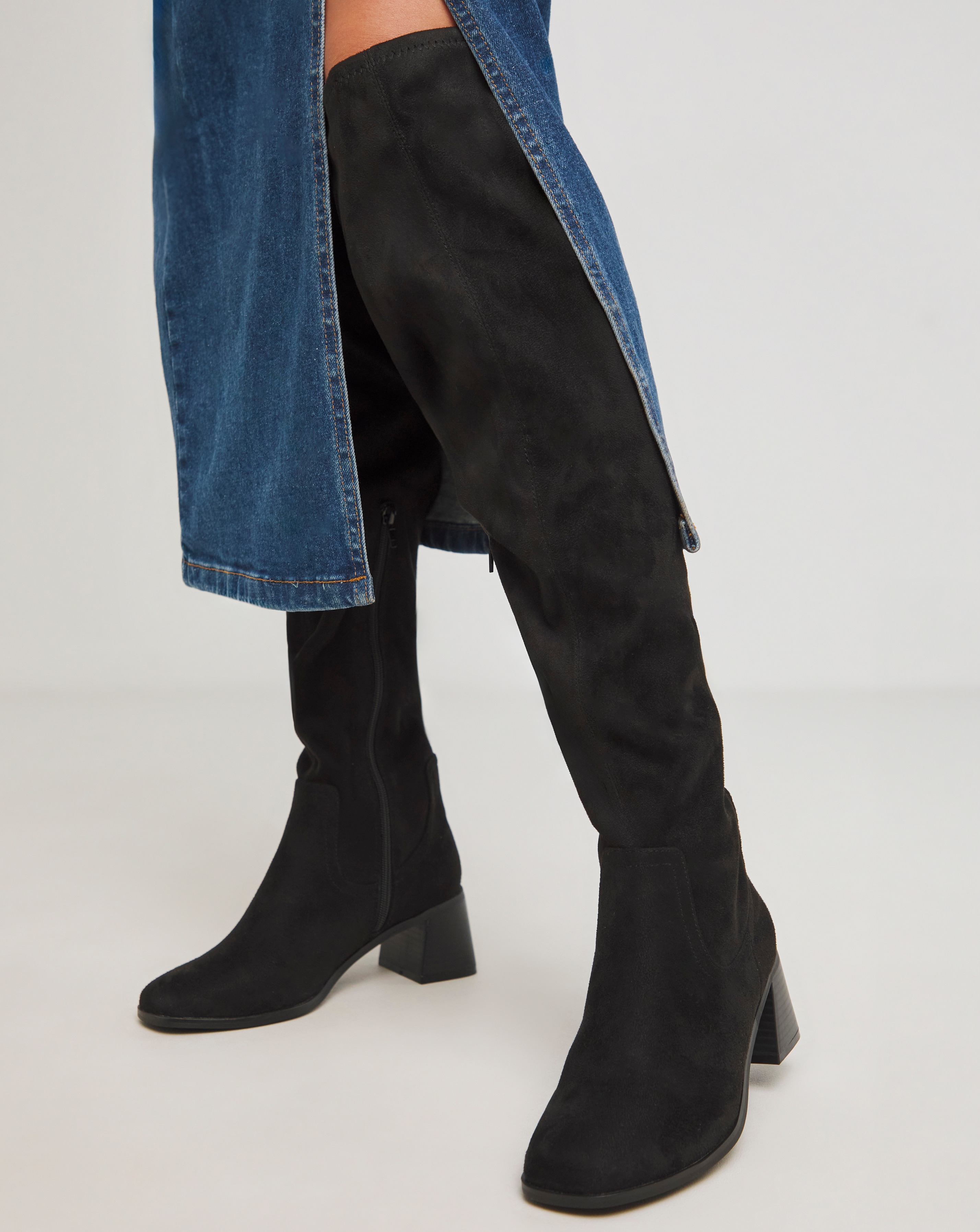 Heeled Over Knee Stretch Boots Ex Wide