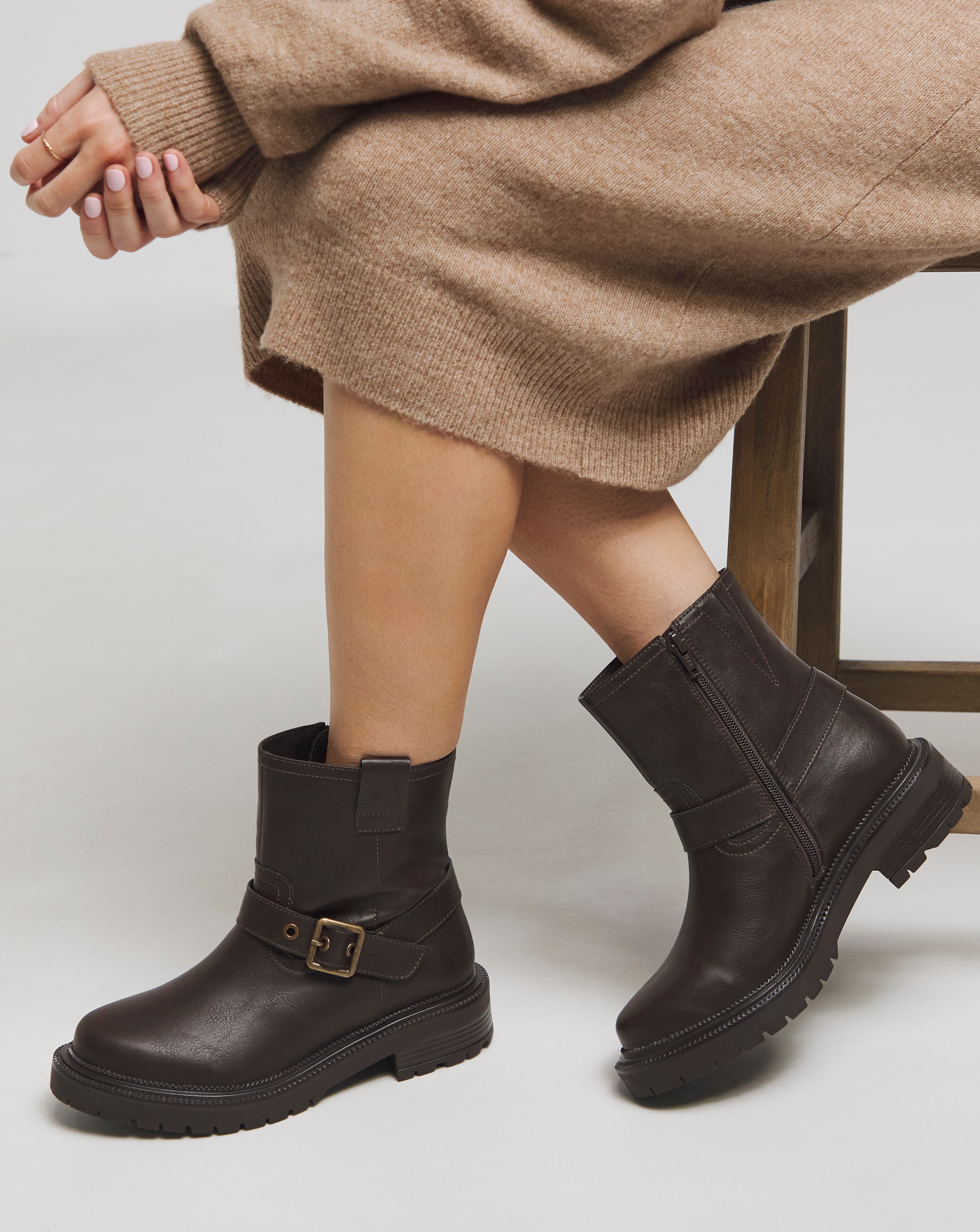 Multi Buckle Ankle Biker Boot Wide