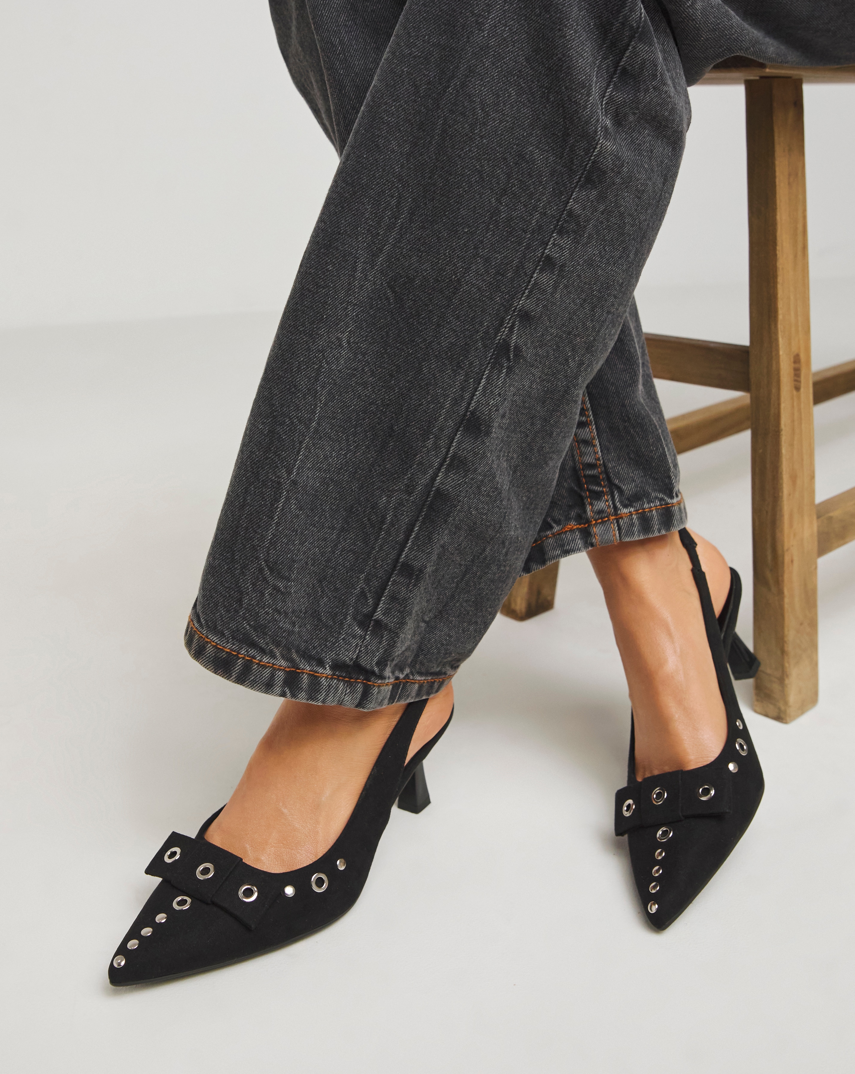 Eyelet Slingback Court Shoe Wide Fit