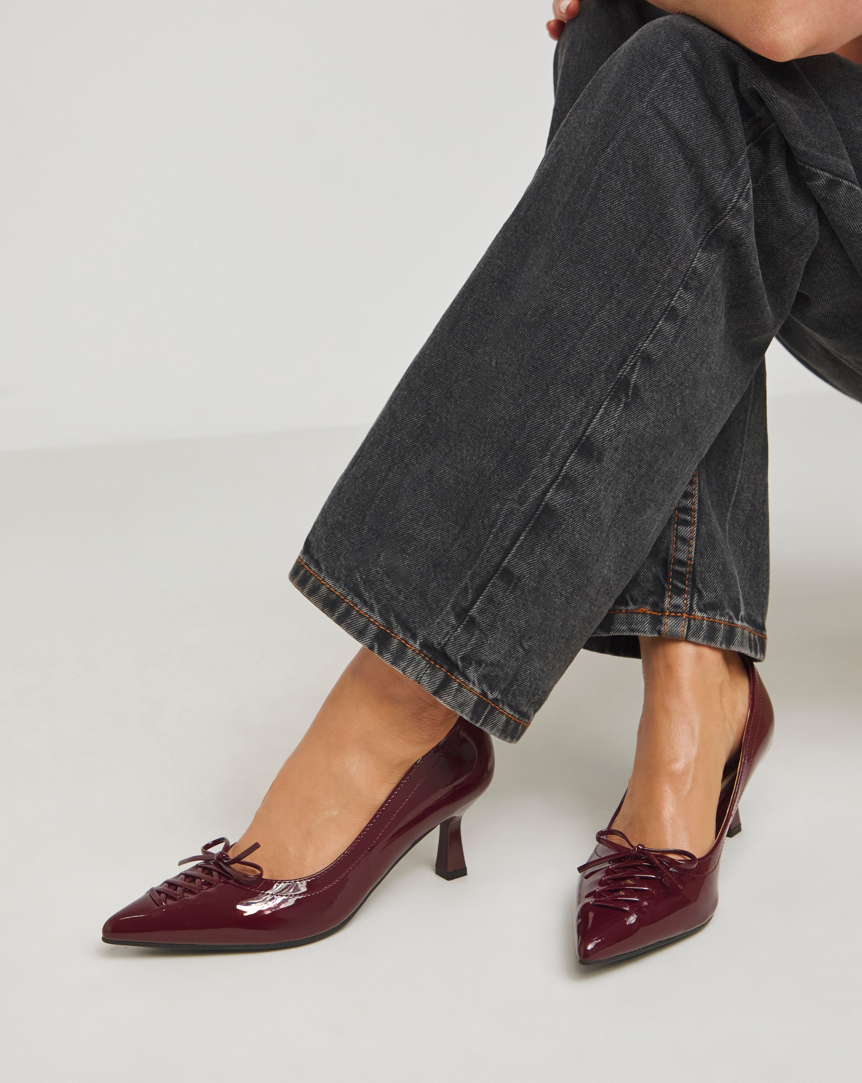 Lace Front Pointy Toe Court Shoe Wide