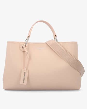 Emporio Armani Apricot Moka Pebbled Shopper With Pouch
