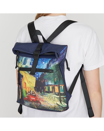 New Rebels Cafe at Night PU Rolltop Tablet Backpack