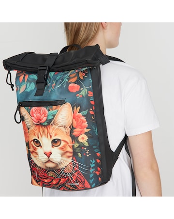 New Rebels Catface PU Rolltop Laptop (15.6") Backpack