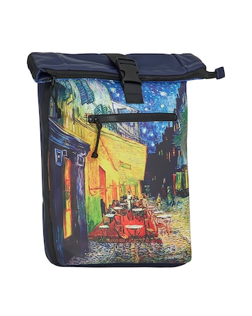 New Rebels Cafe at Night PU Rolltop Laptop (15.6") Backpack
