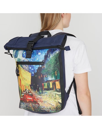 New Rebels Cafe at Night PU Rolltop Laptop (15.6") Backpack