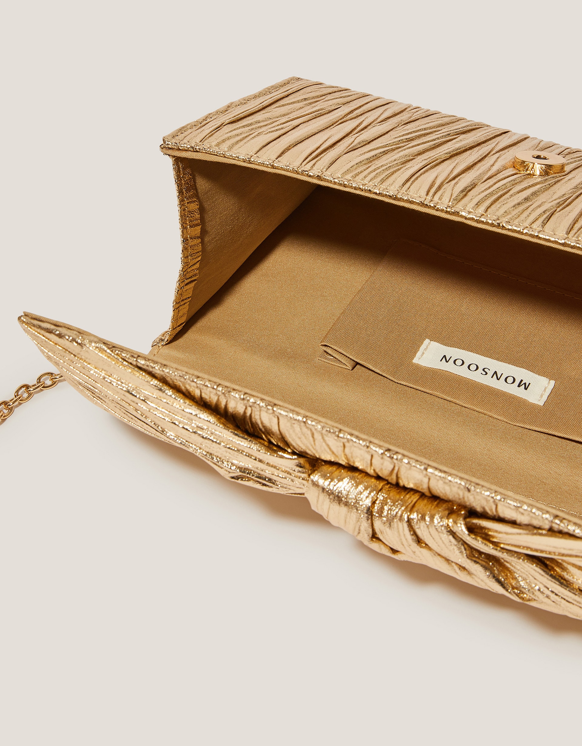 New In - Monsoon Mia Pleated Metallic Clutch Bag