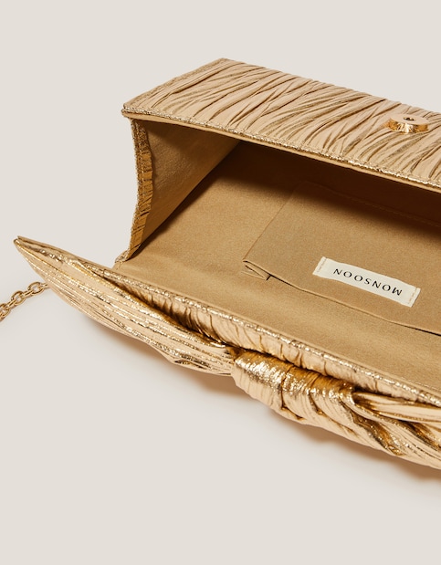 Monsoon Mia Pleated Metallic Clutch Bag