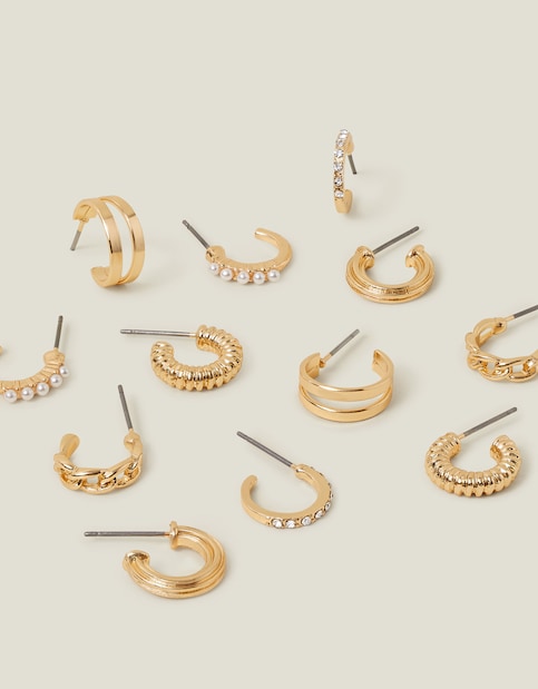 Accessorize 6-Pack Textured Hoops