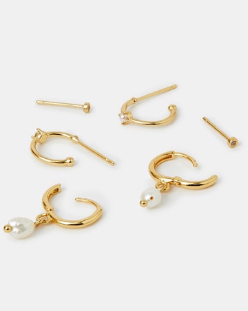 Accessorize 14ct Gold-Plated Stud Hoops