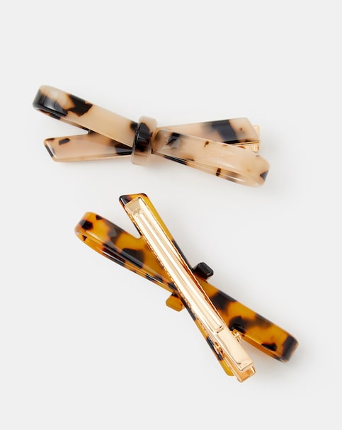 Accessorize Tort Bow Hair Clips