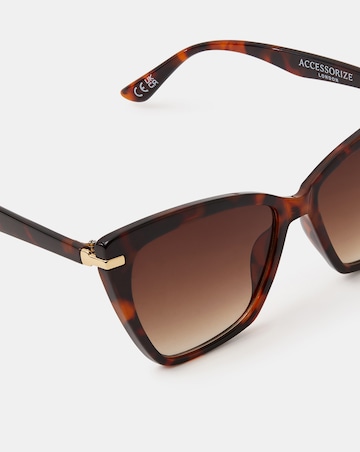 Accessorize Tort  Arm Cateye Sunglasses