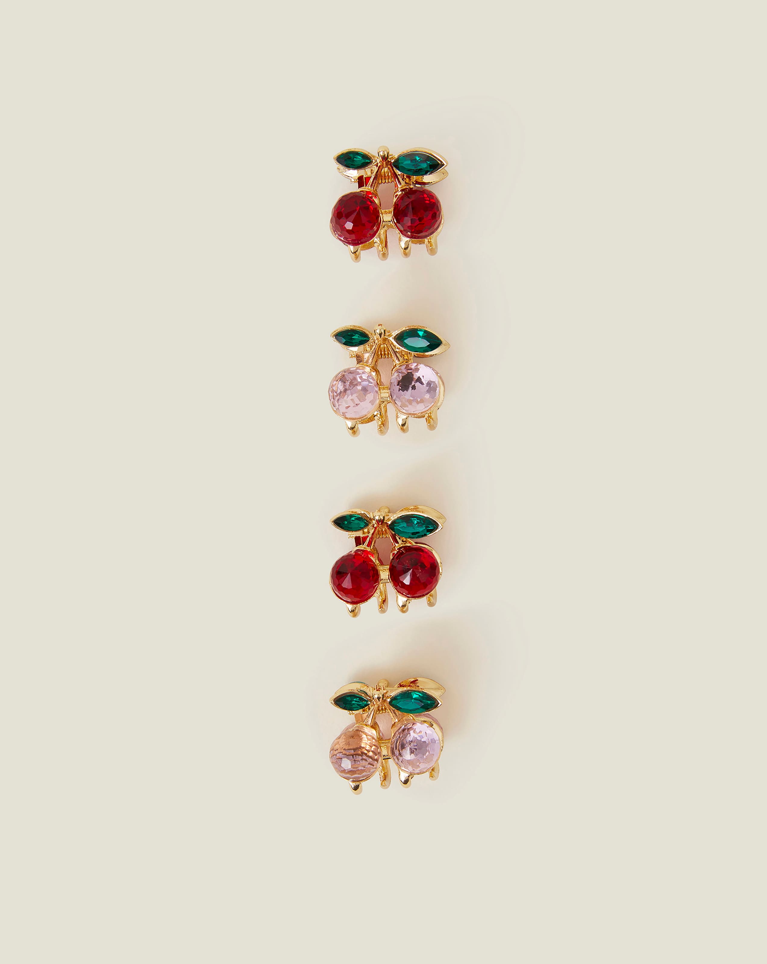New In - Accessorize 4-Pack Cherry Gem Claw Clip