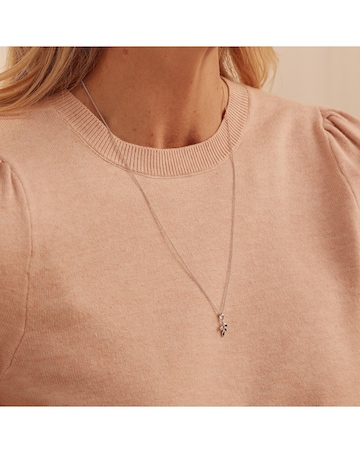 Royal Clogau Sterling Silver Leaf Pendant with Topaz