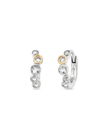 Clogau Celebration Sterling Silver Huggie Hoop Earrings with Topaz