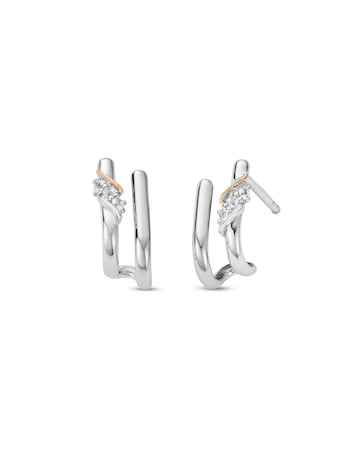 Past Present Future Sterling Silver Curve Stud Earrings with Topaz
