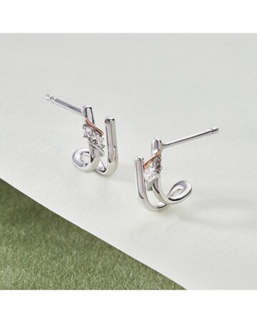 Past Present Future Sterling Silver Curve Stud Earrings with Topaz