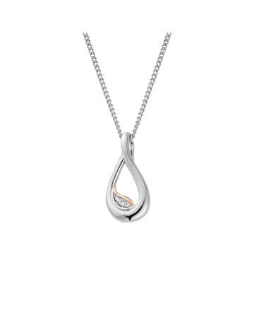 Past Present Future Sterling Silver Twist Pendant with Topaz