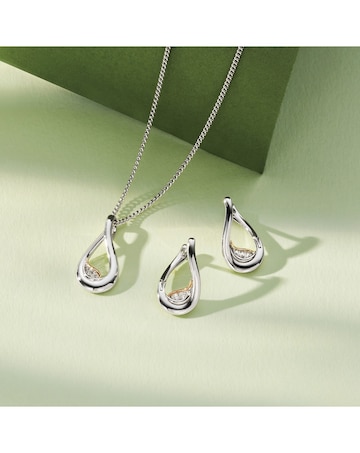 Past Present Future Sterling Silver Twist Pendant with Topaz