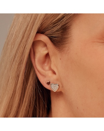 Forever Yours Sterling Silver Love Heart Earrings with Swarovski Zirconia