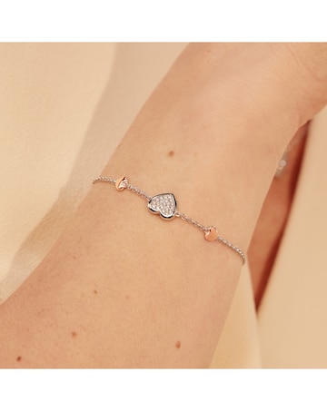 Forever Yours Sterling Silver Love Heart Bracelet with Swarovski Zirconia