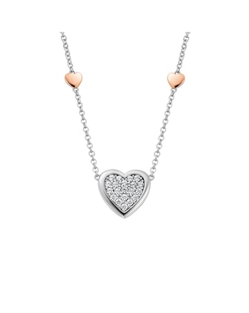 Forever Yours Sterling Silver Love Heart Necklace with Swarovski Zirconia