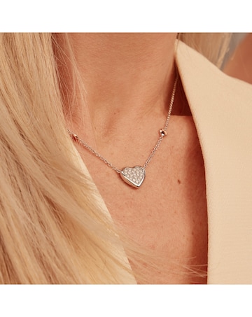 Forever Yours Sterling Silver Love Heart Necklace with Swarovski Zirconia