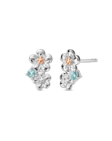 Nature's Wonder Sterling Silver Forget-Me-Not Stud Earrings with Blue Topaz