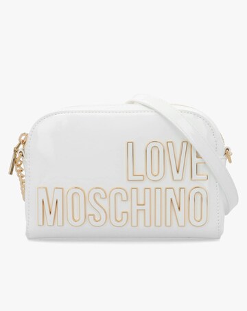 Love Moschino Enameled Logo White Cross-Body Bag