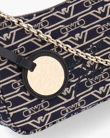 Emporio Armani Canvas Jacquard Navy Denim Baguette Bag