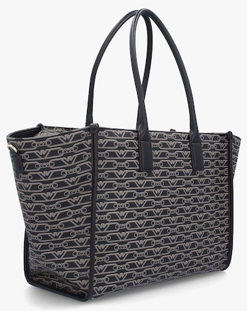 Emporio Armani Black & Ecru Monogram Tote Bag