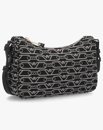 Emporio Armani Canvas Jacquard Black Shoulder Bag