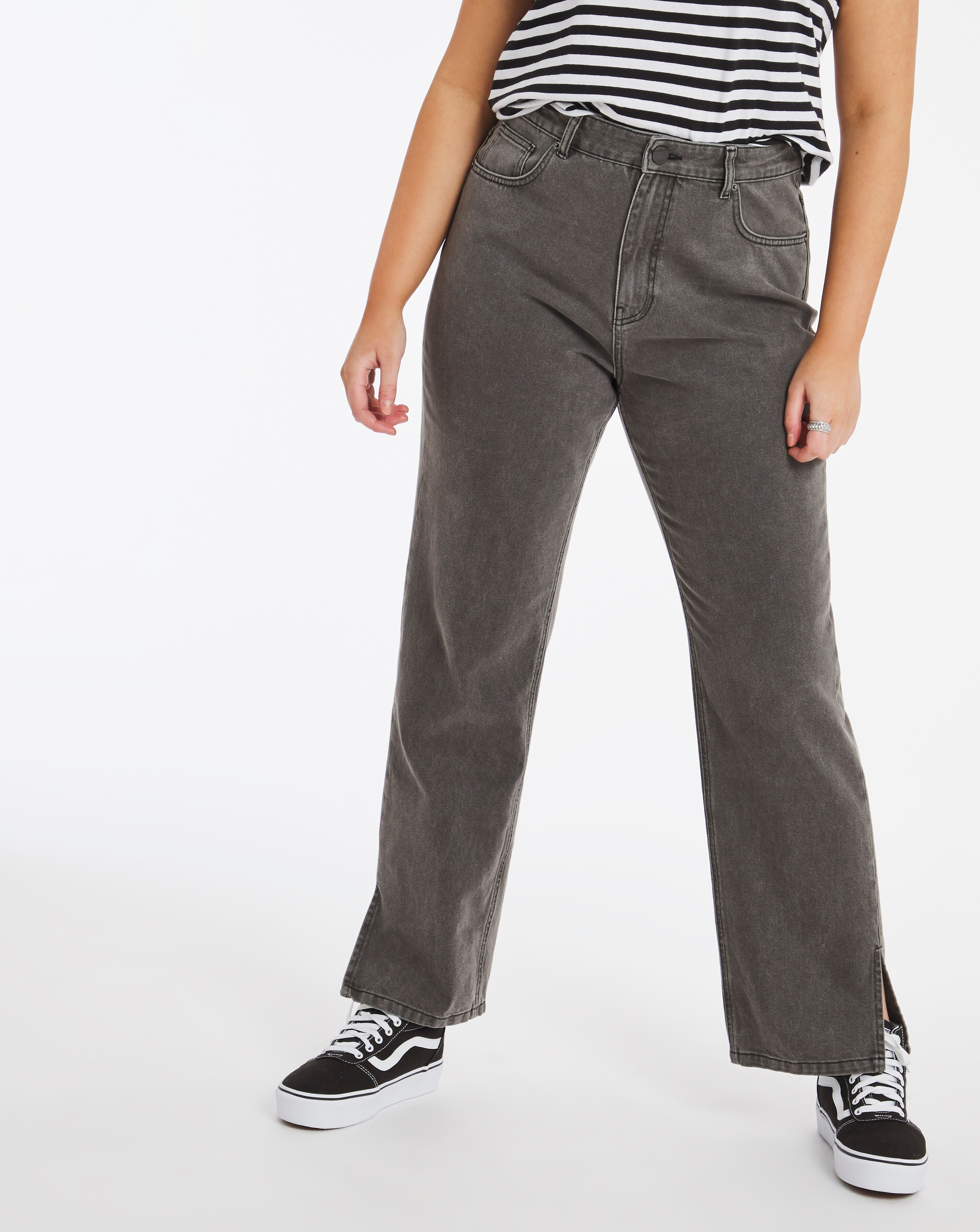 non stretch straight leg jeans