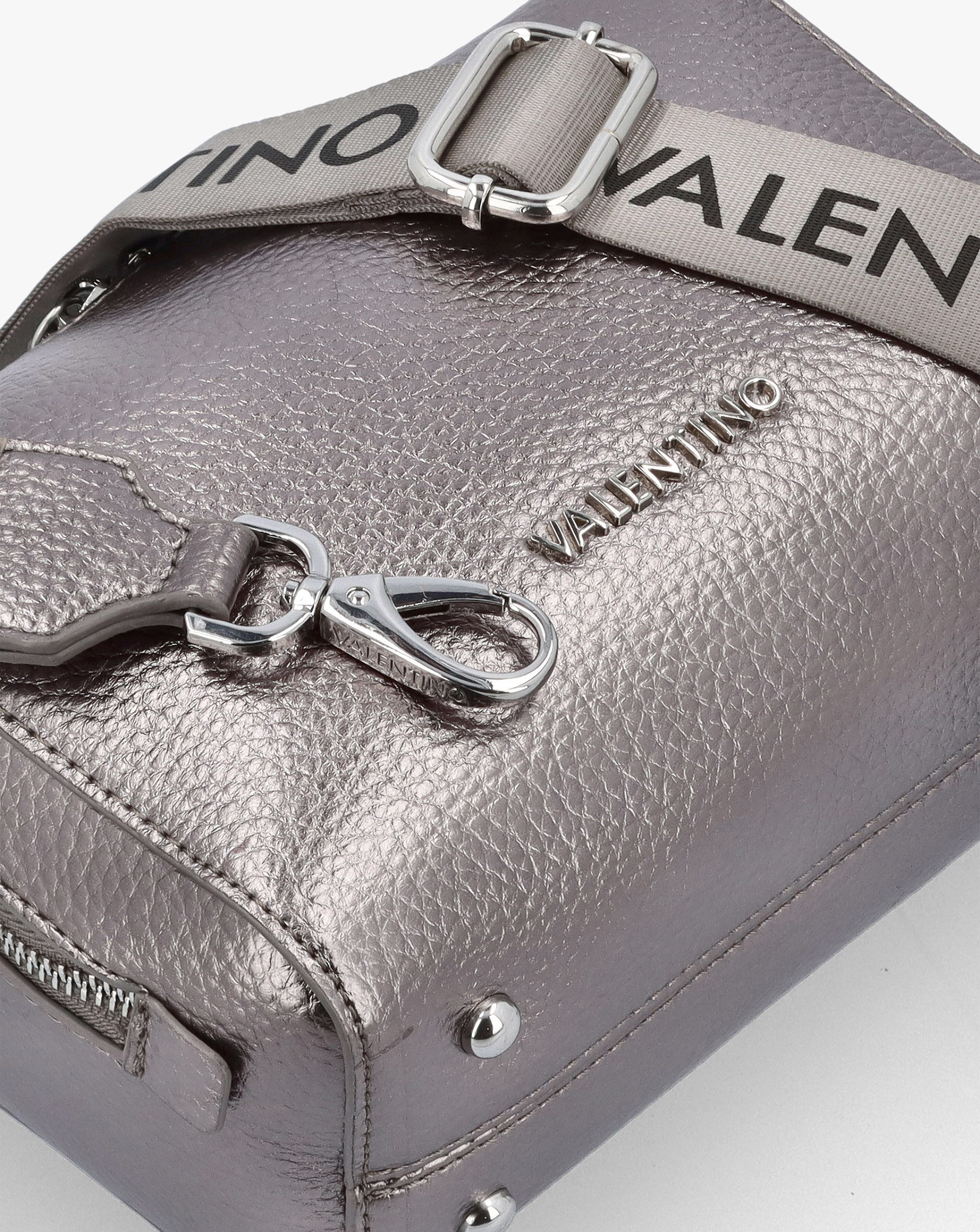Valentino Bags Pattie Haversack Pewter Pebbled Cross Body