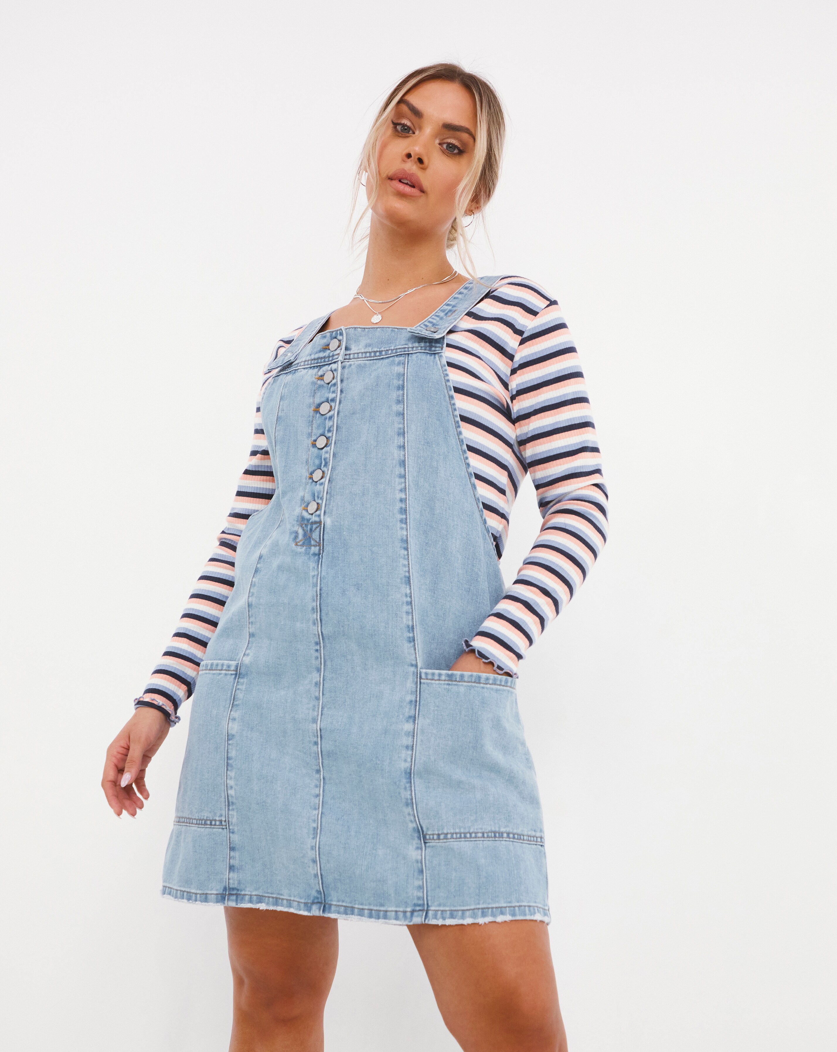 Simply be denim best sale pinafore