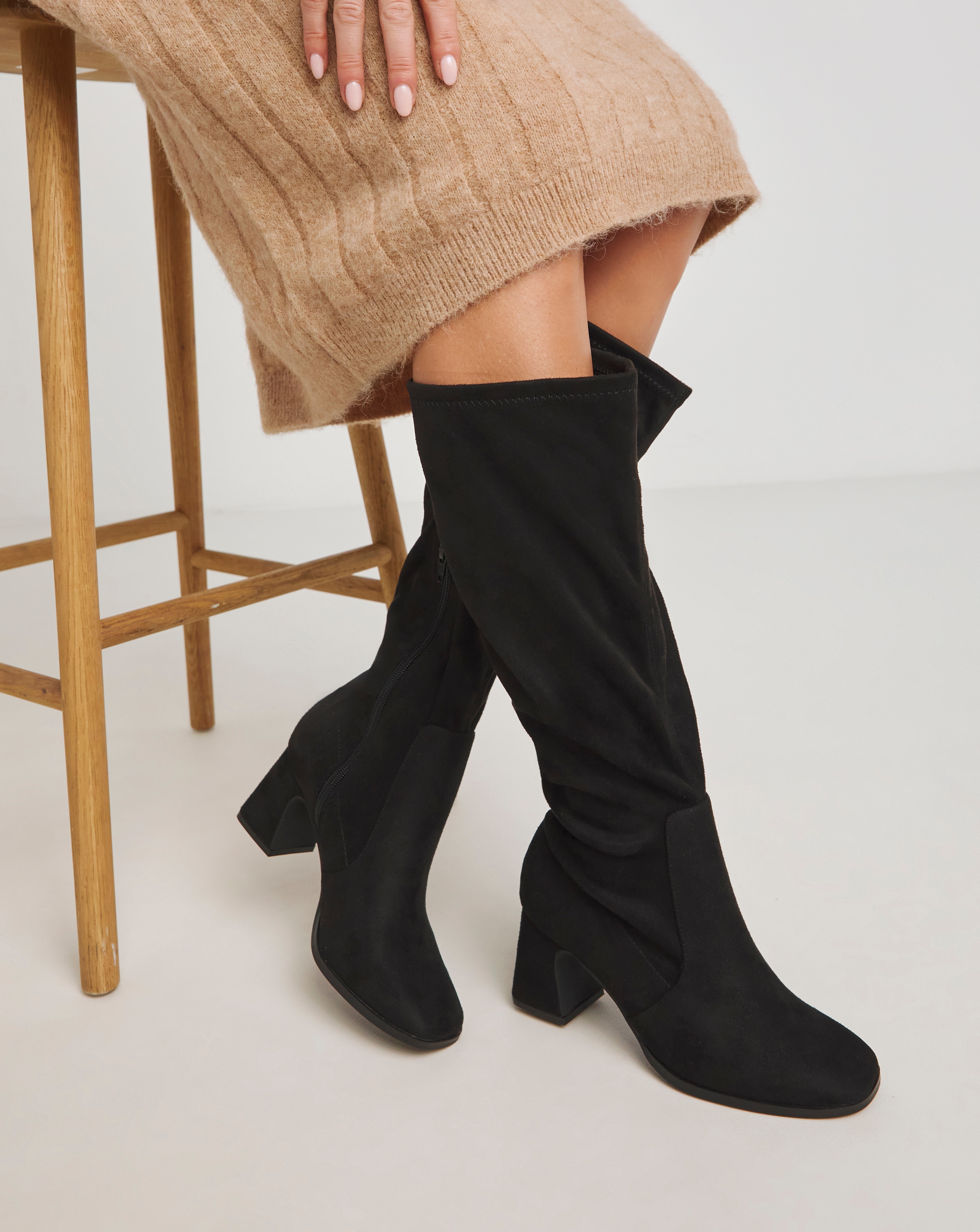 Knee High Heeled Stretch Boots Standard