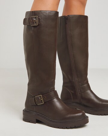 Buckle Detail Knee High Boots ExWide SC